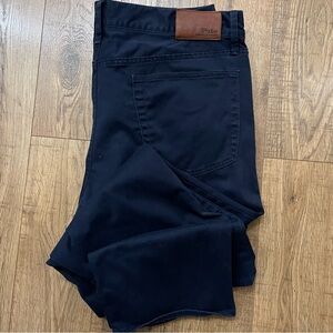 Polo Navy Blue Ralph Lauren Straight Navy Pants with Brown Leather Patch Sz 36